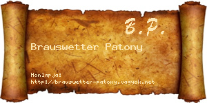 Brauswetter Patony névjegykártya